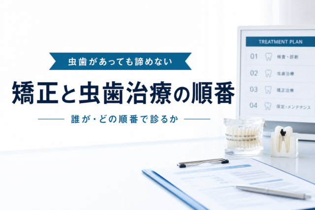 矯正と虫歯治療の順番を相談するイメージ